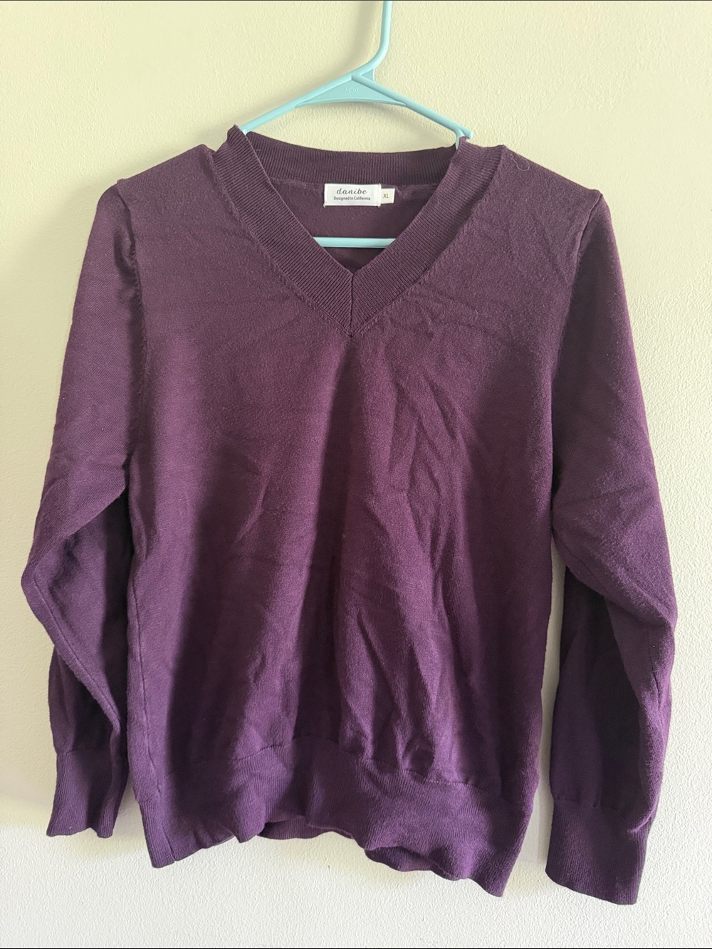 Danibe Women’s V-Neck Sweater in Deep Plum